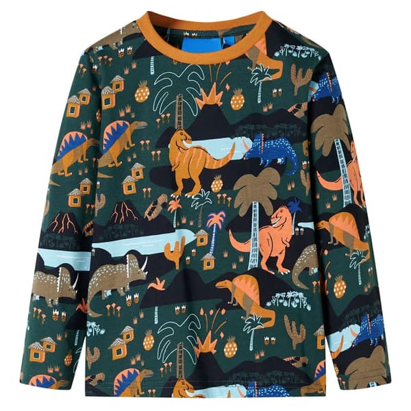 Barnpyjamas med lång ärm, mörkgrön, 92