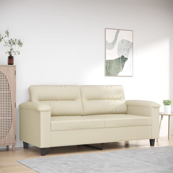 vidaXL 2-sitssoffa, krämfärgad, 140 cm, konstläder