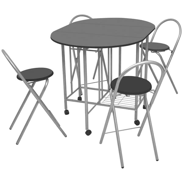 vidaXL 5-delt foldbart spisebordssæt MDF sort