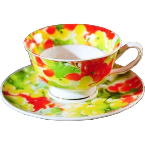 Kaffesæt med blomstermotiv