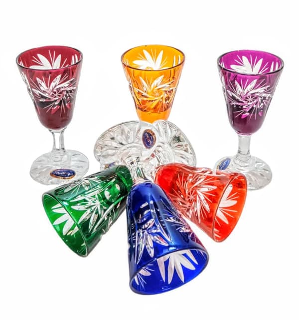Färgglada kristallglas för vodka 30 ml Olive Grinder