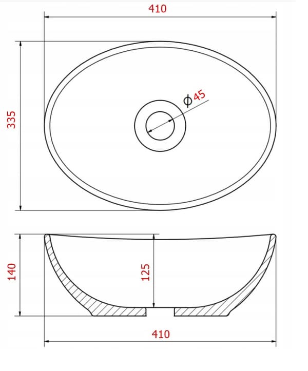 Eliza diskho, svart, oval