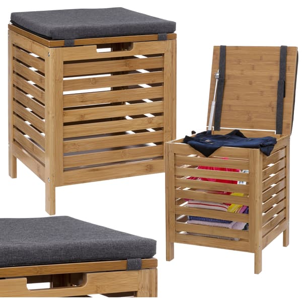 Bambu tvättkorg med sits