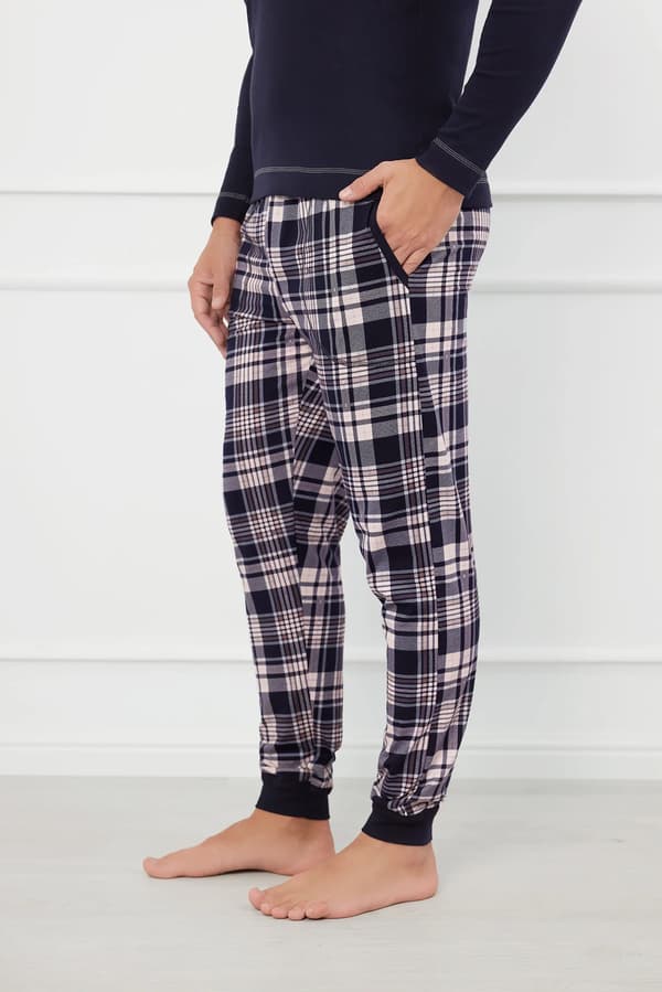 Brittiska herrpyjamas långärmad, långbyxor L