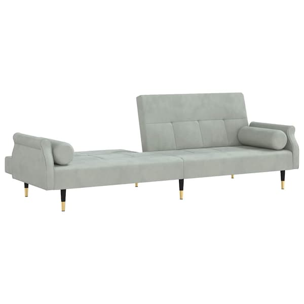 vidaXL Bäddsoffa med kuddar, ljusgrå, klädd i sammet