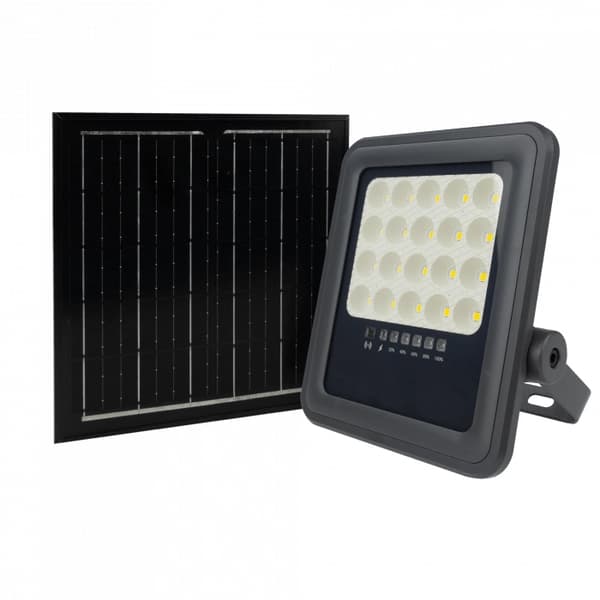 Udendørs halogen LED-projektør 50W med solpanel og skumringssensor