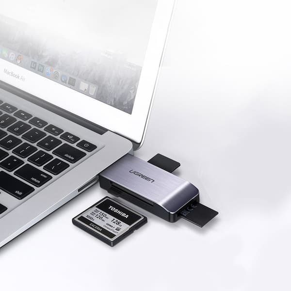 SD / micro SD / CF / MS hukommelseskortlæser USB 3.0 stik - grå
