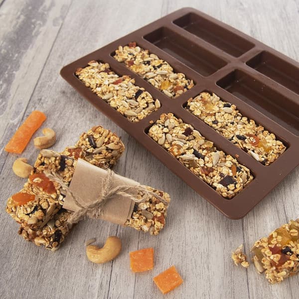 SILIKONEFORM TIL MÜSLIBARER, CHOKOLADE, PRALINE, SILIKONEBRUN 22