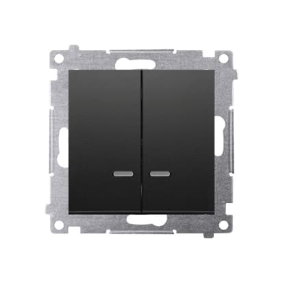 SIMON 54 Dobbelt Afbryder Belyst LED Mat Sort