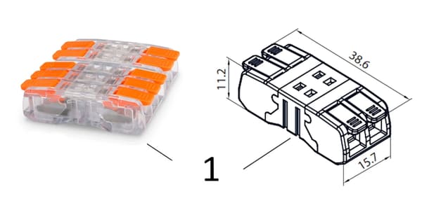 Snabbkoppling 24A 2x 0,2-2,5 mm Transparent