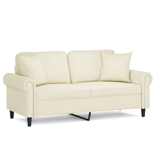 vidaXL 2-sitssoffa med kuddar, krämfärgad, 140 cm, sammet