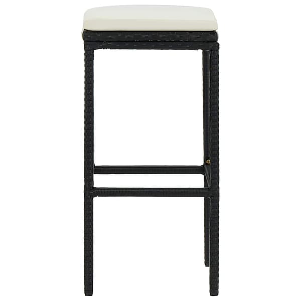 vidaXL barstole med hynder, sæt med 4, sort, polyrattan