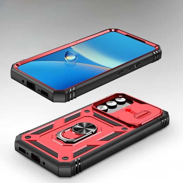 Pansret cover til Samsung Galaxy A54 5G, CamShield Slide, rød / sort