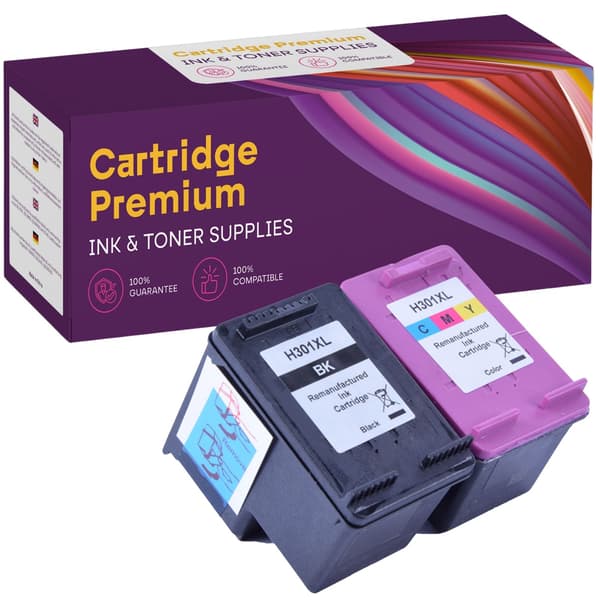 2x blækpatroner til HP GP-H301XL sort+CMY GP