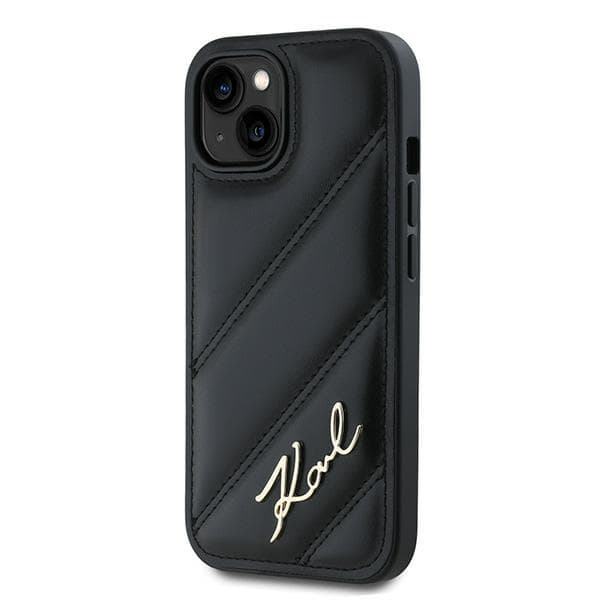 Karl Lagerfeld Diagonal Quilted Script -suojakuori iPhone 14:lle, musta