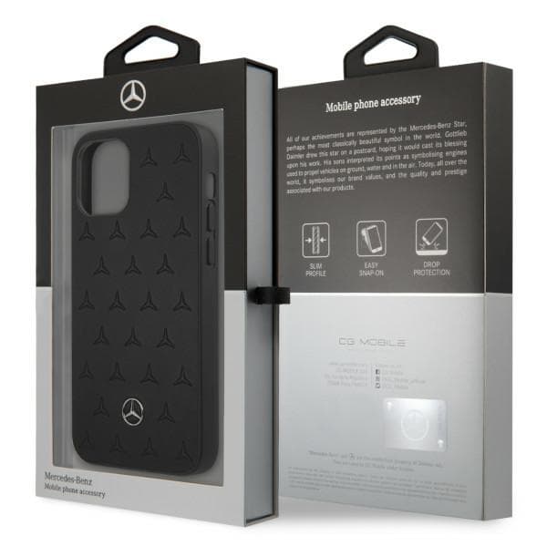 Mercedes Læderetui med Stjernemønster til iPhone 12 Pro Max, Sort