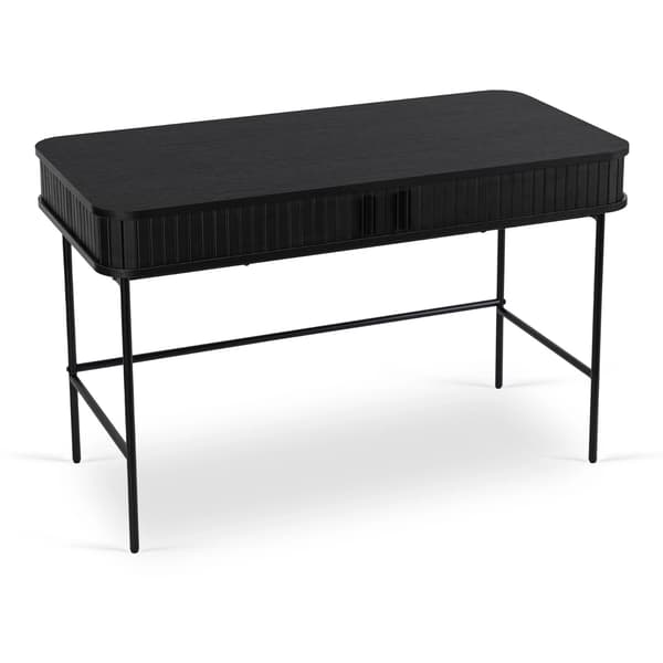 TRISH Udtrækbart skrivebord 120 cm sort riflet moderne loft
