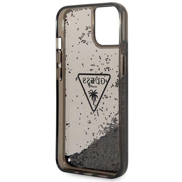 Guess Liquid Glitter Palm Collection cover til iPhone 14 Plus, sort