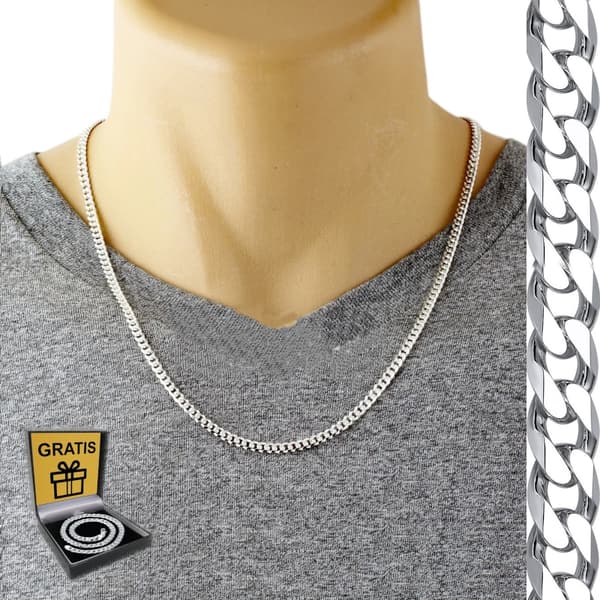 Sølv herrekæde 925 SØLVKÆDE 4mm Diamant + GRATIS