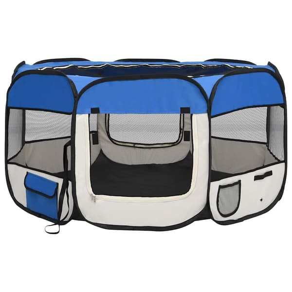 vidaXL foldbart hundebur med bærepose blå 125x125x61 cm
