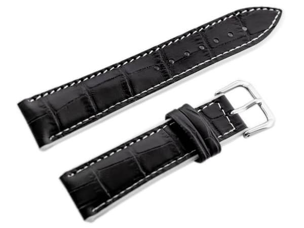 Gummirem til ur U18 - sort/hvid - 22mm