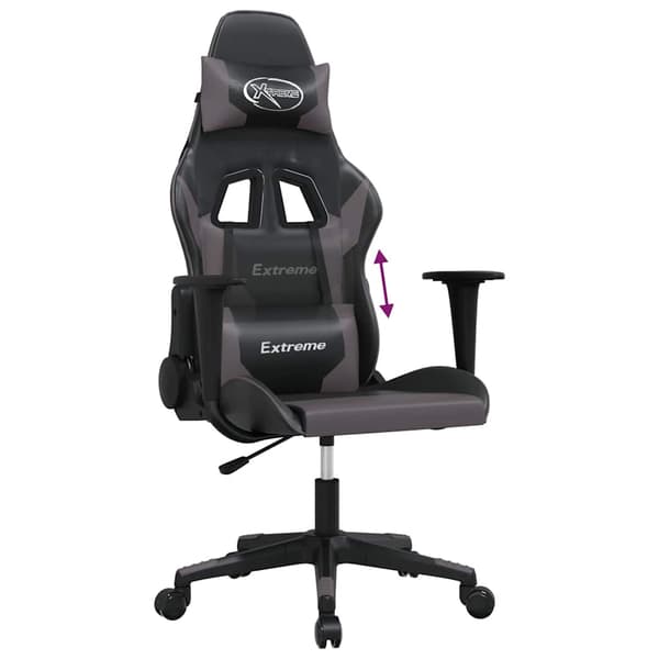 vidaXL massage-gamingstol, sort og grå, kunstlæder