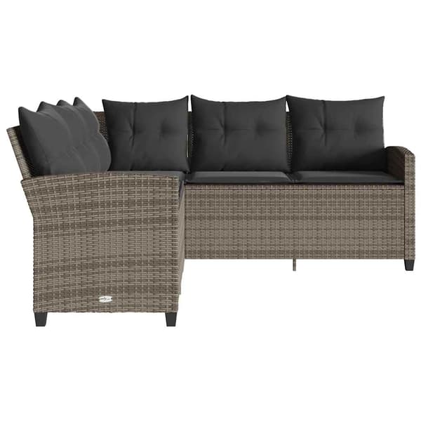 vidaXL L-formet sofa med hynder grå polyrattan