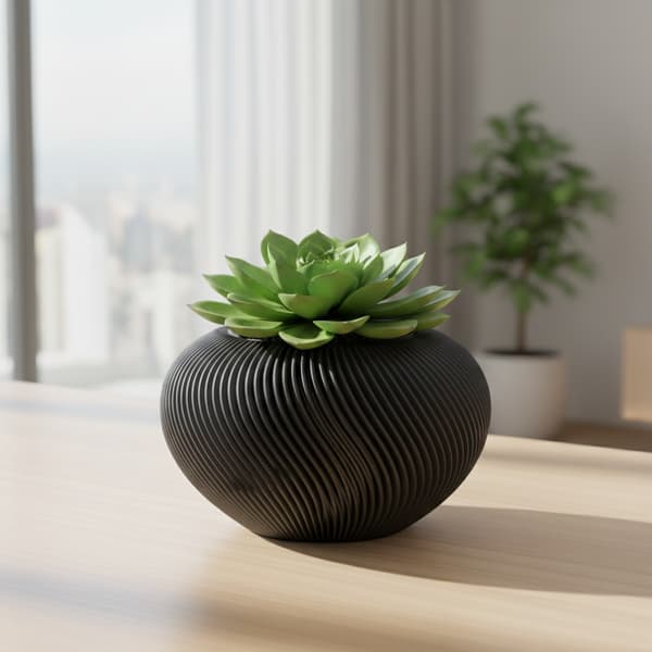 Klassisk rund sort blomsterpotte til planter