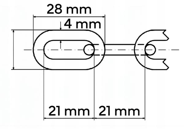 D1 kedja kortlänk 4mm 1MB