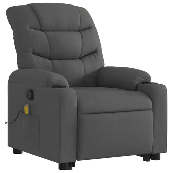vidaXL Lyftbar massagefåtölj mörkgrå tyg