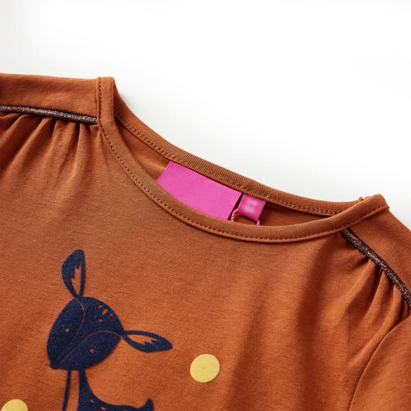 Børne langærmet T-shirt, cognac 140