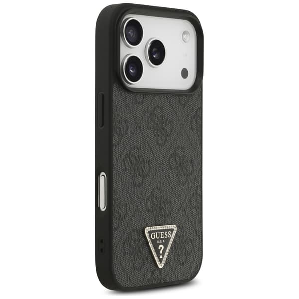 Guess Læder 4G Triangle Strass MagSafe-etui til iPhone 17 Pro, sort