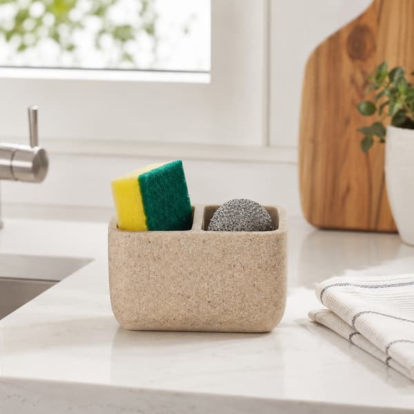 Opvaskesvampbeholder med to rum, beige