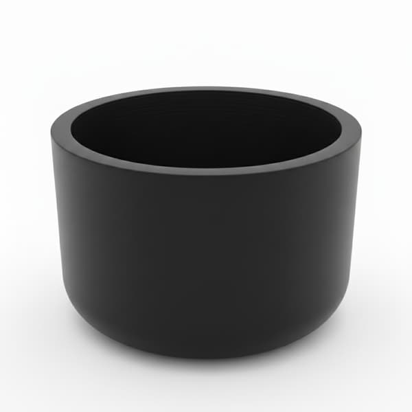 Rund sort urtepotte i minimalistisk stil