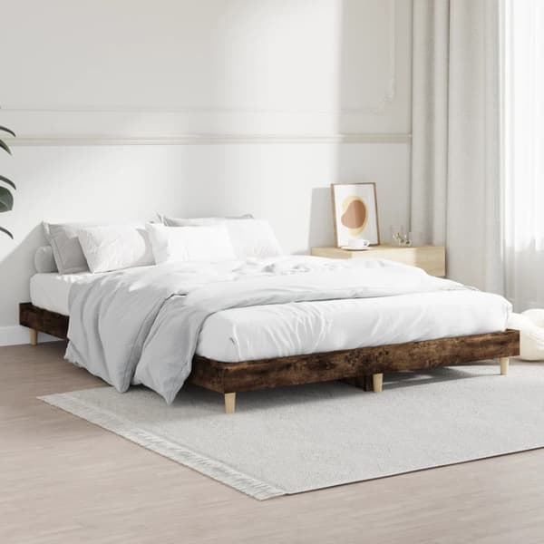 vidaXL Sängram rökt ek 135x190 cm träbaserat material