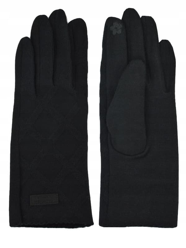 DAME VINTERHANDSKER ELEGANTE ROMMEMØNSTER HANDSKER sort 24 cm V030E