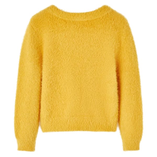 Børnestrikket sweater, okker, 104