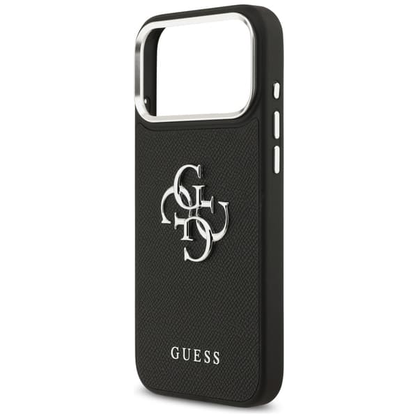 Guess Grained Big 4G Classic Logo cover til iPhone 17 Pro Max, sort