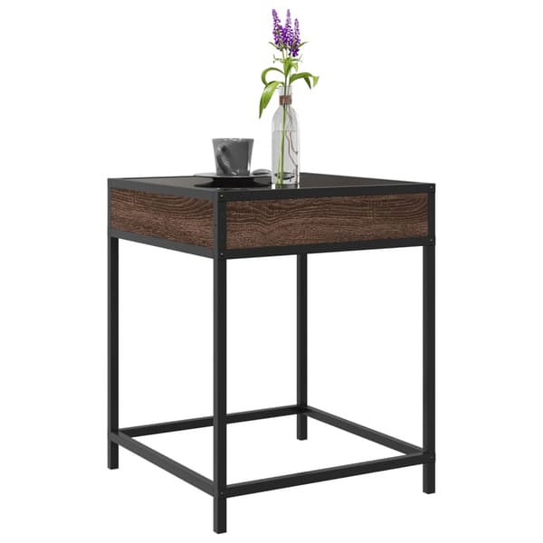 vidaXL Infinity sofabord med LED-lys brunt egetræ 40x40x51 cm