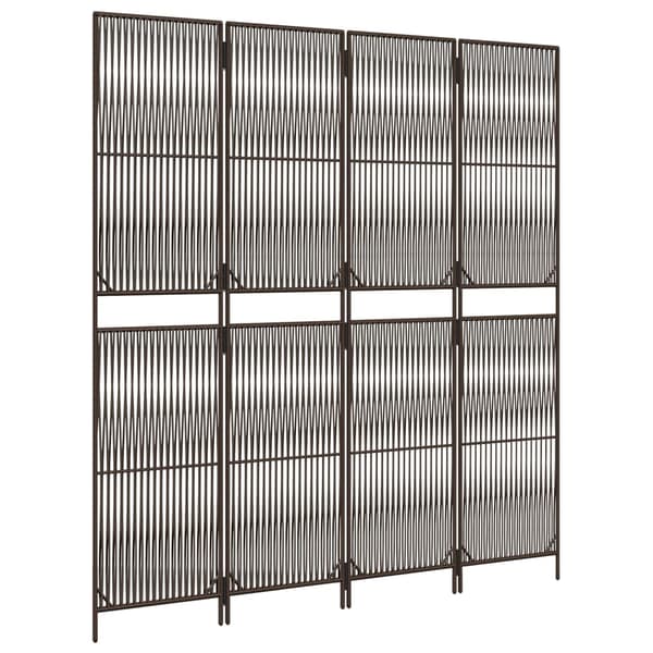 vidaXL 4-panels brun polyrattanskærm