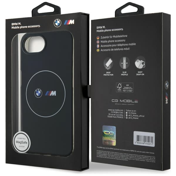 BMW IML Metal White Circle MagSafe-etui til iPhone 16e, sort