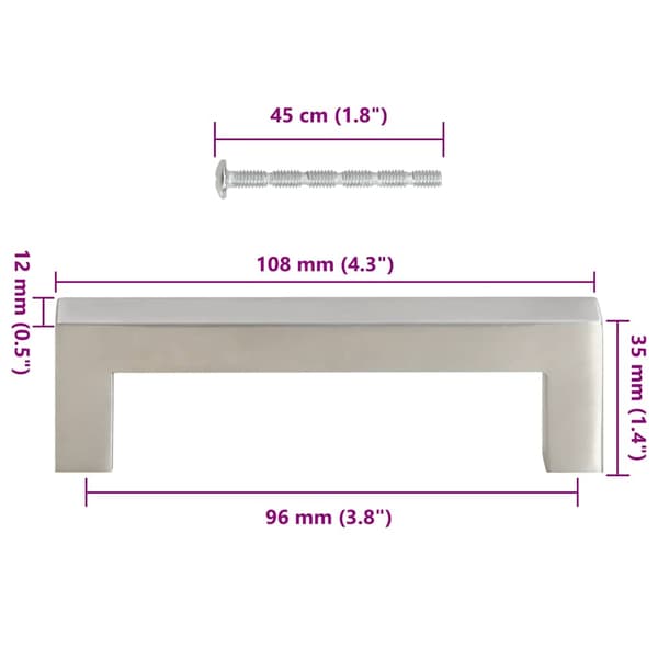 vidaXL skabsgreb 10 stk. sølv 96 mm rustfrit stål