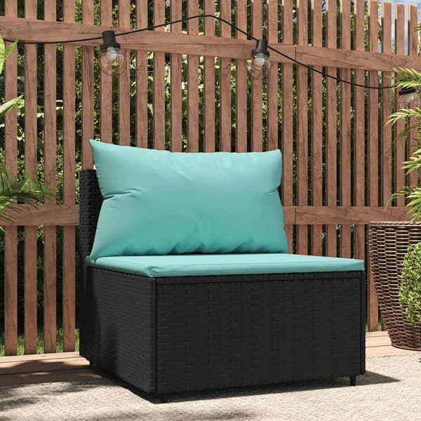 vidaXL sofacenter med hynder sort polyrattan
