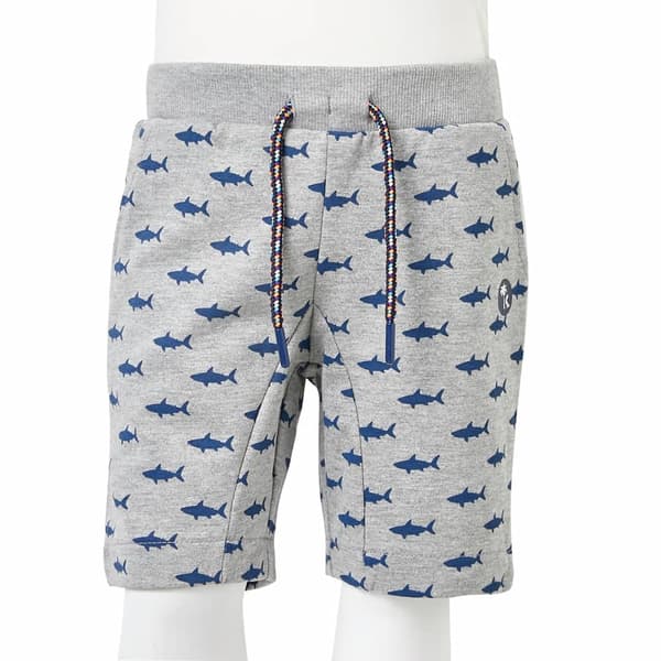 Barnshorts med dragsko, ljusgrå melerad, 116