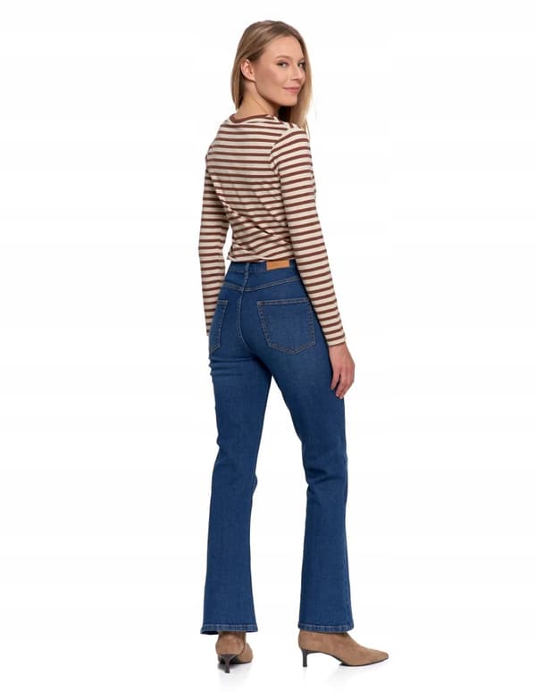 Damjeans med utsvängda strängar och hög midja, bekväma MORAJ L BLÅ