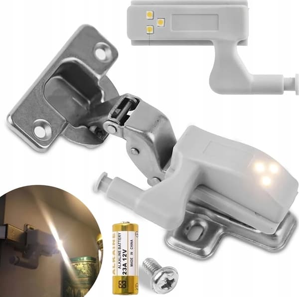 Garderobeskabslampe TIL DØRHÆNGSEL 3x LED + BATTERI