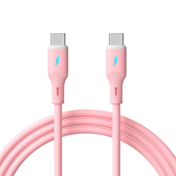 USB typ C / USB typ C-kabel 1m AK-USB-66 60W silikon rosa