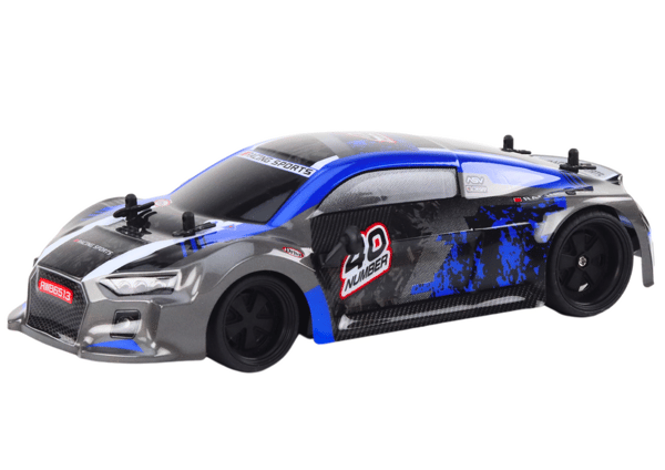 Fjernstyret bil 1:18 gummihjul drift blå
