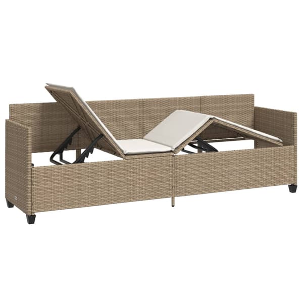 vidaXL Dagbädd med kuddar, beige, polyrotting