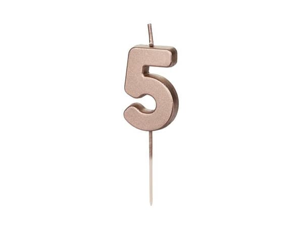 Fødselsdagslys 5 stk. rosaguld 4,5 cm